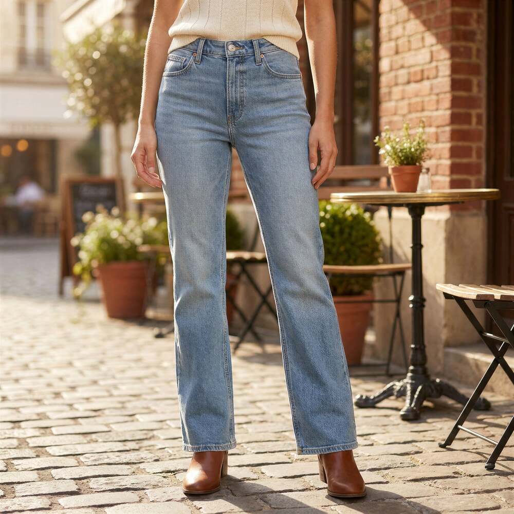 Old Navy Mid-Rise Loose Boot-Cut Jeans Women 14 Tall Light Wash Stretch NWT